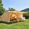 Large Inflatable Camping Tent,with Pump, Waterproof Windproof, Family Tent with Balcony, and Chimney Opening,Outdoor Party Tent 1