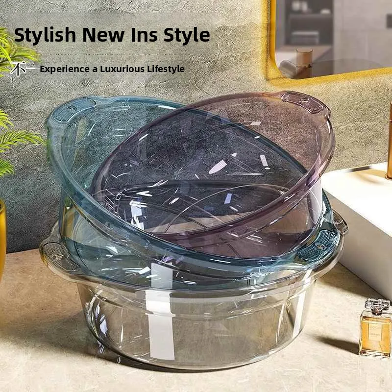 Transparent Kitchen Sink Laundry Basin Hanging Foot Bath Buet Plastic Household Items Easy to Clean Face Waing Basin