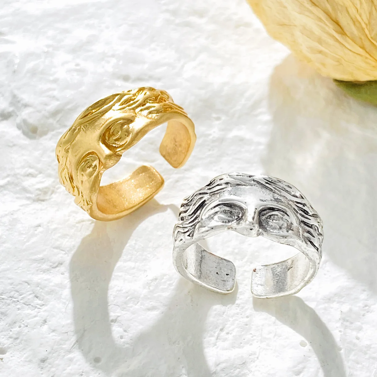 Vintage Venus Half Face Adjustable Rings for Women Men Literary Sculpture Silver Color Creative Party Jewelry Accessories