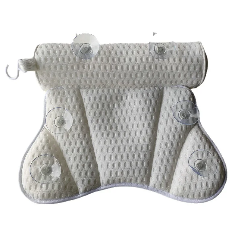 Butterfly Washable Polyester Bathtub Pillow with Suction Cups, Mesh Spa Bath Backrest for Hotel & Home Bathroom Relaxation