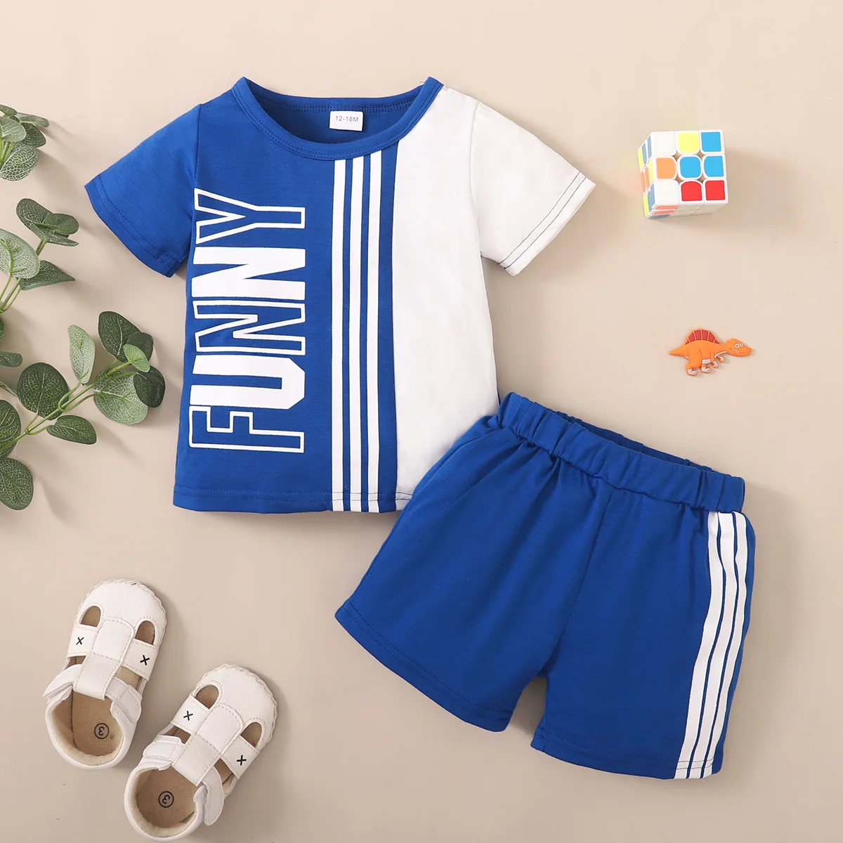 Summer Cool Breeze Toddler Boys Funny Print T-Shirts and Shorts