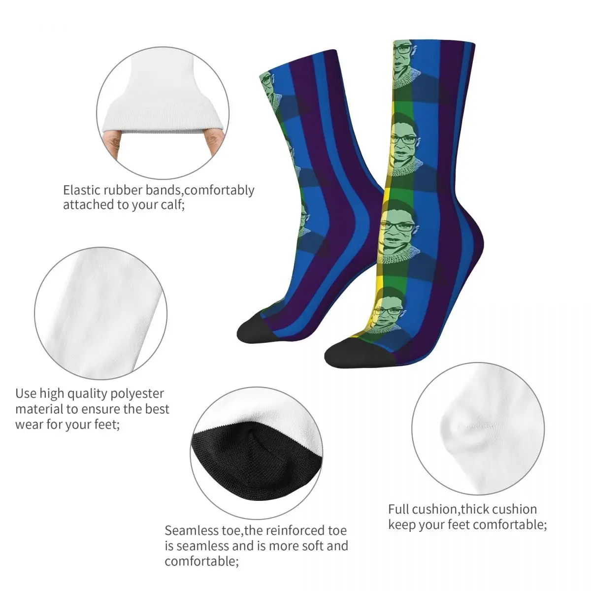 Ruth Bader Ginsburg Rainbow Adult Socks,Unisex socks,men Socks women Socks