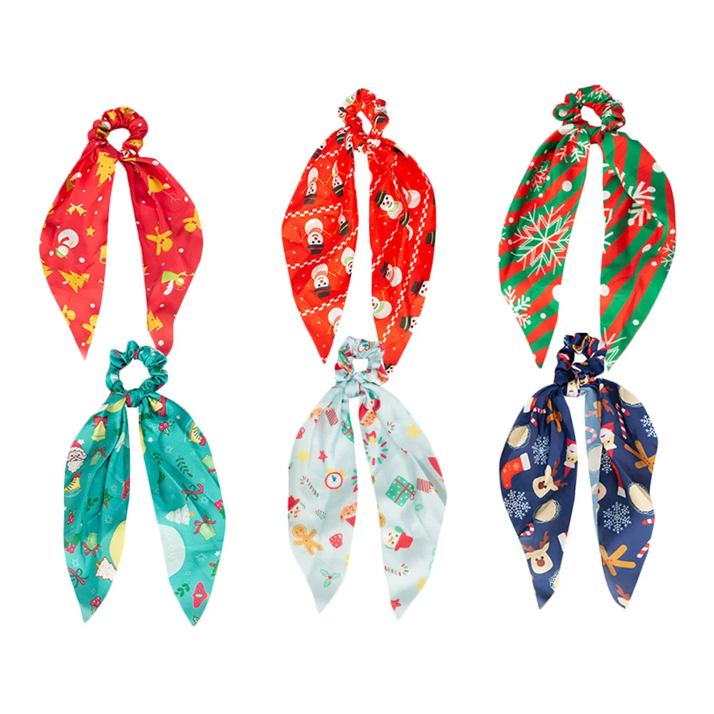 

6pcs Long Hair Ties Stylish Hairband Printing Hairband Fresh Lady Headdress Random Style