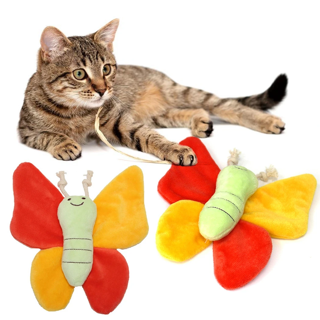 

Cat Chew Toy Plush Butterfly Pet Interactive Toy Dog Teething Toy For Puppies Cat Dog Funny Training Bite Resistant Cat Toys