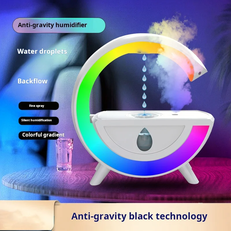Anti-gravity Water Drop Humidifier Essential Oil Aromatherapy Diffuser Colorful Atmosphere Light Home Office Desktop Mute 350mL