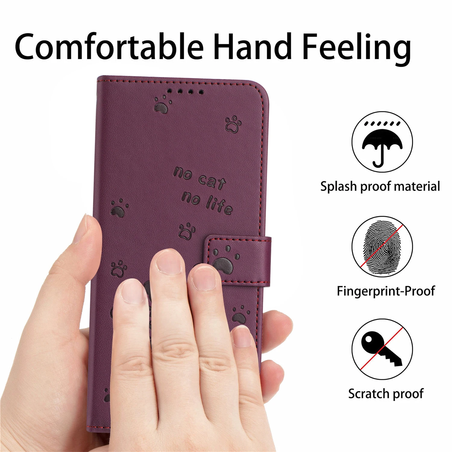 Luxury 3D Cat Wallet Case - Premium Flip Leather Phone Cover with Magnetic Stand