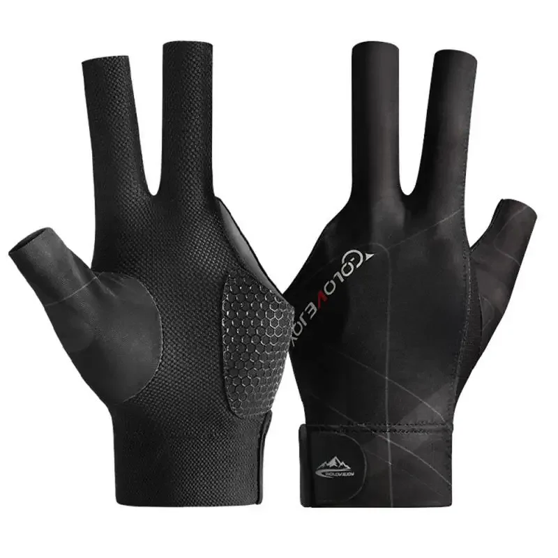 Billiards Glove Left Hand Three Finger Snooker Billiard Glove Non Slip Stickers Elasticity Billiard Training Gloves Accessories