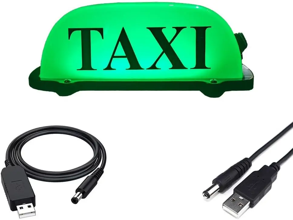 Taxi Top Light New Blue LED Roof Taxi Sign 12V with Magnetic Base Taxi Dome Light Blue/Green/White/Pink Taxi Light Sign (WHITE