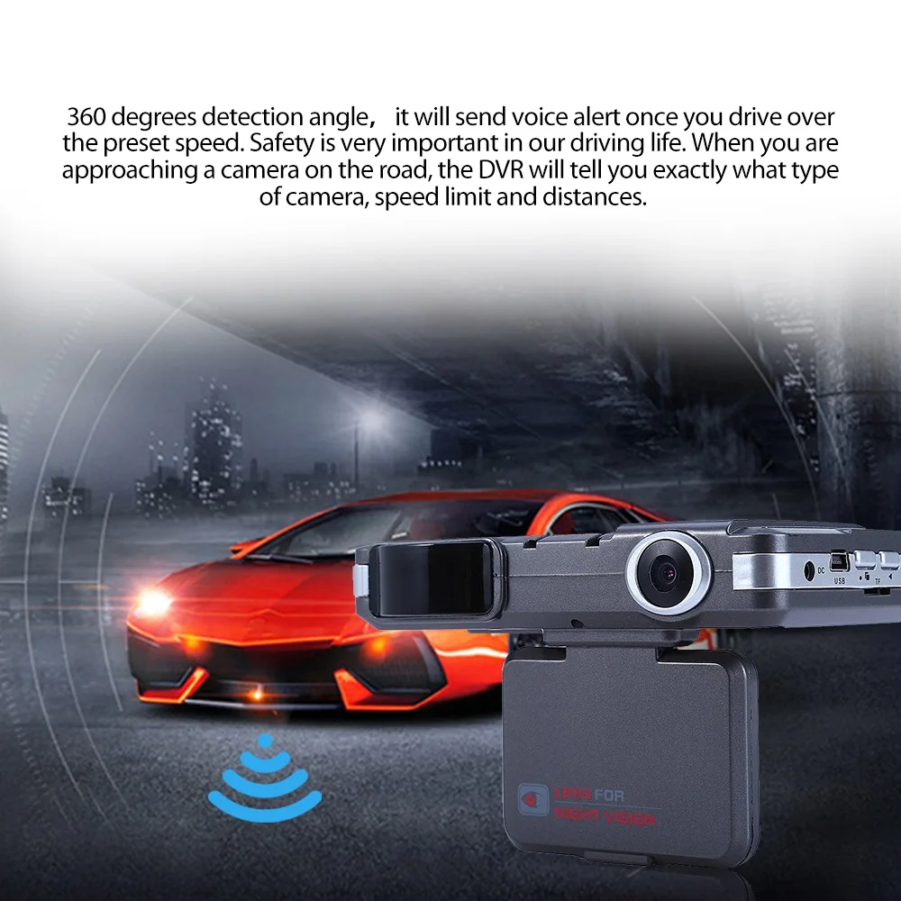 Car Recorder 2 in 1 Rad Detector VGR1-Plush Full Band X K KU Ka Anti Laser DVR Dash Camera Video Recorder English Russian Voice