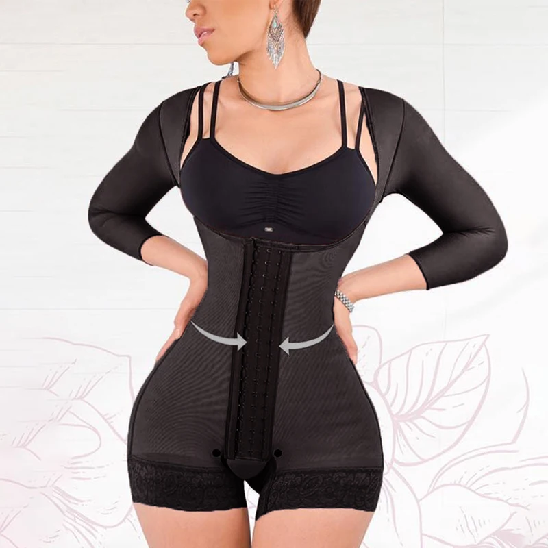 Hook And Eye Closure Breast Suppor Tummy Control High Comression Tummy Control Shapewear Slimming Fajas Lace Body Shaper