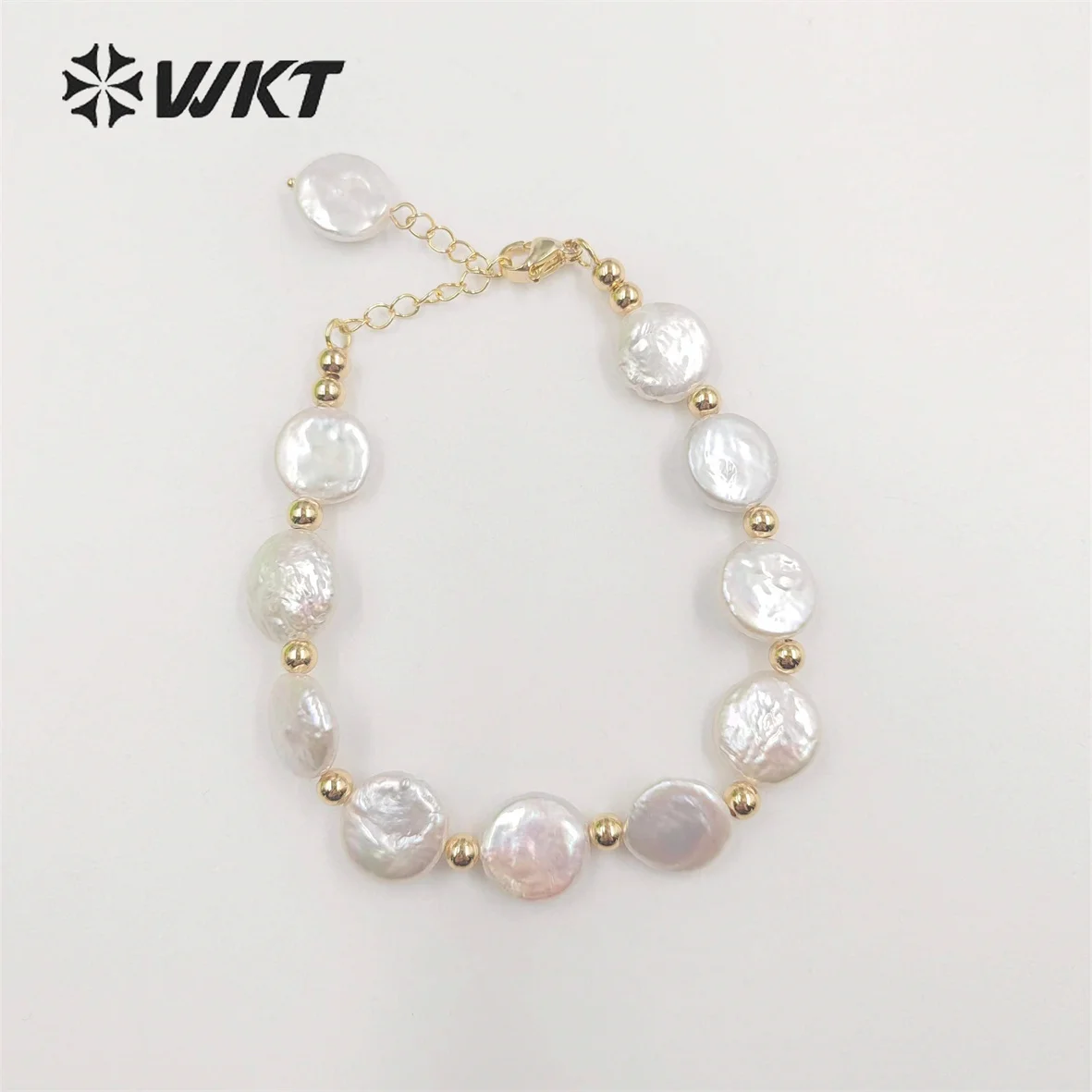 WT-MPB091 WKT 2023 lovelyl style freshwater pearl bracelet women party adjustable gold-plate bracelet jewelry women bracelet
