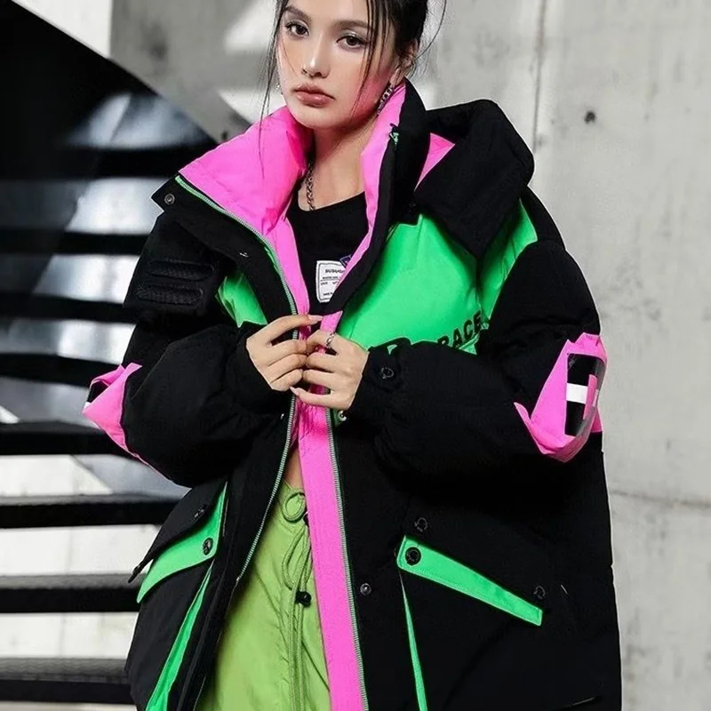 Warmth Winter Down Coat Jackets Women Hooded Parka Winter Clothing Snow Coat Casual Thick Short Puffer Jacket Bright Streetwear