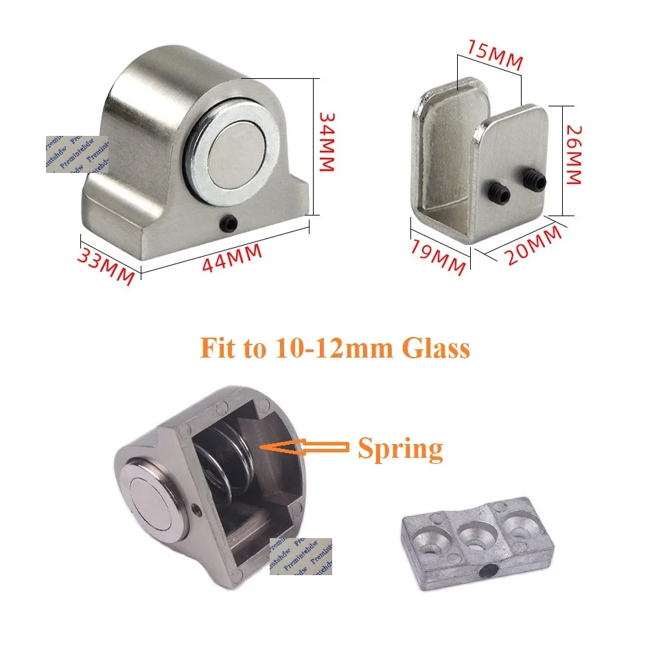 2Pcs Zinc Brushed Nickel Glass Door Stop Doorstop Holder Floor Mount