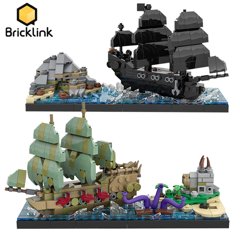 

Bricklink Ideas Caribbeans Black Pearl Ship Flying Dutchmans Boat Pirate Bay Skyline Set Building Blocks Kid Toys Christmas Gift