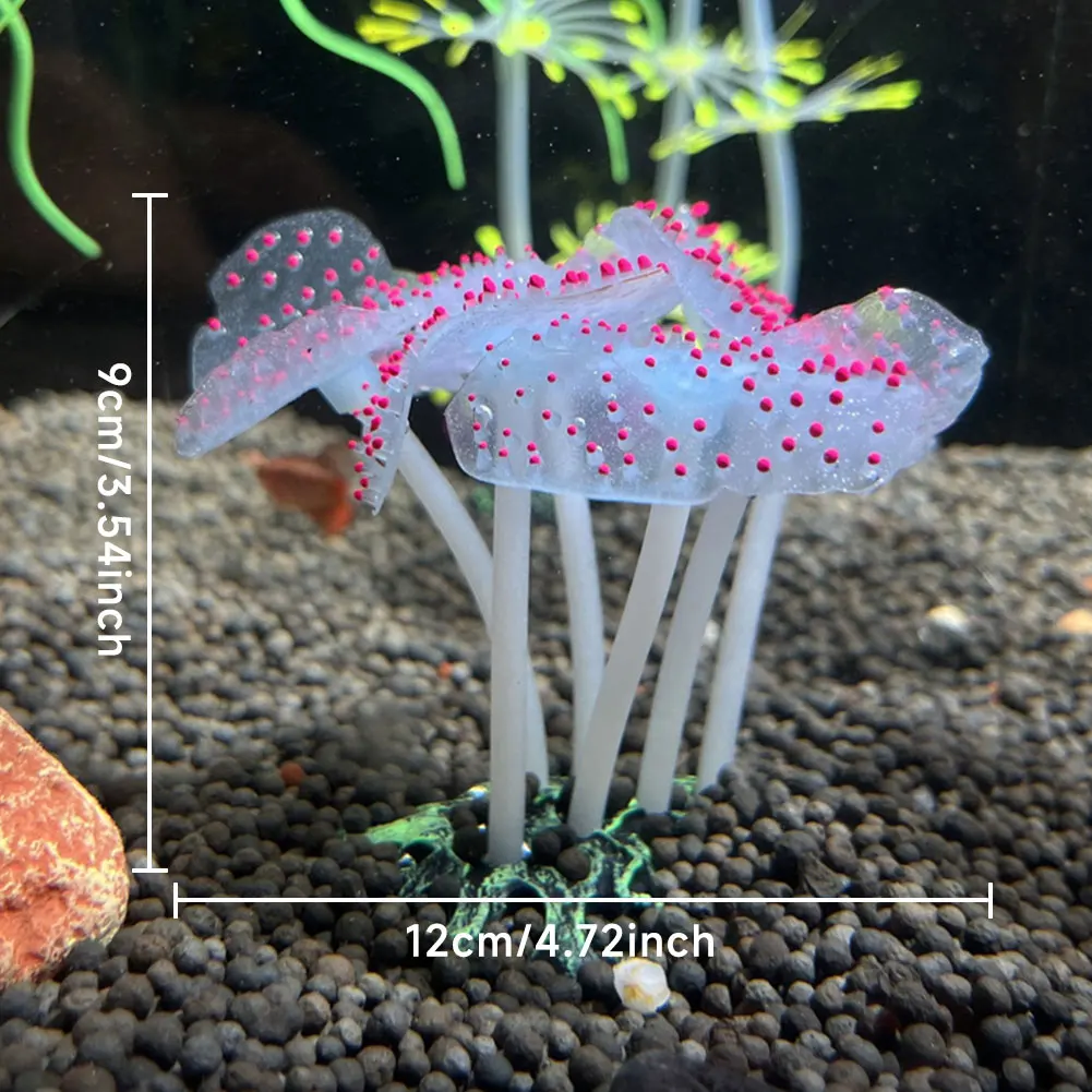 Fish Tank Simulation Decorations Luminous Silicone Underwater World Fluorescent Fake Coral Aquarium Scenery Colorful Sea Anemone