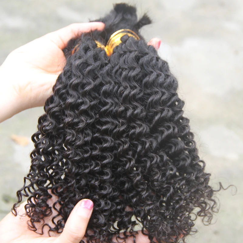 Remy Kinky Curly Peruvian Hair Bulk long length 100% Human Braiding Hair Bulk Machine Made100g Natural Black