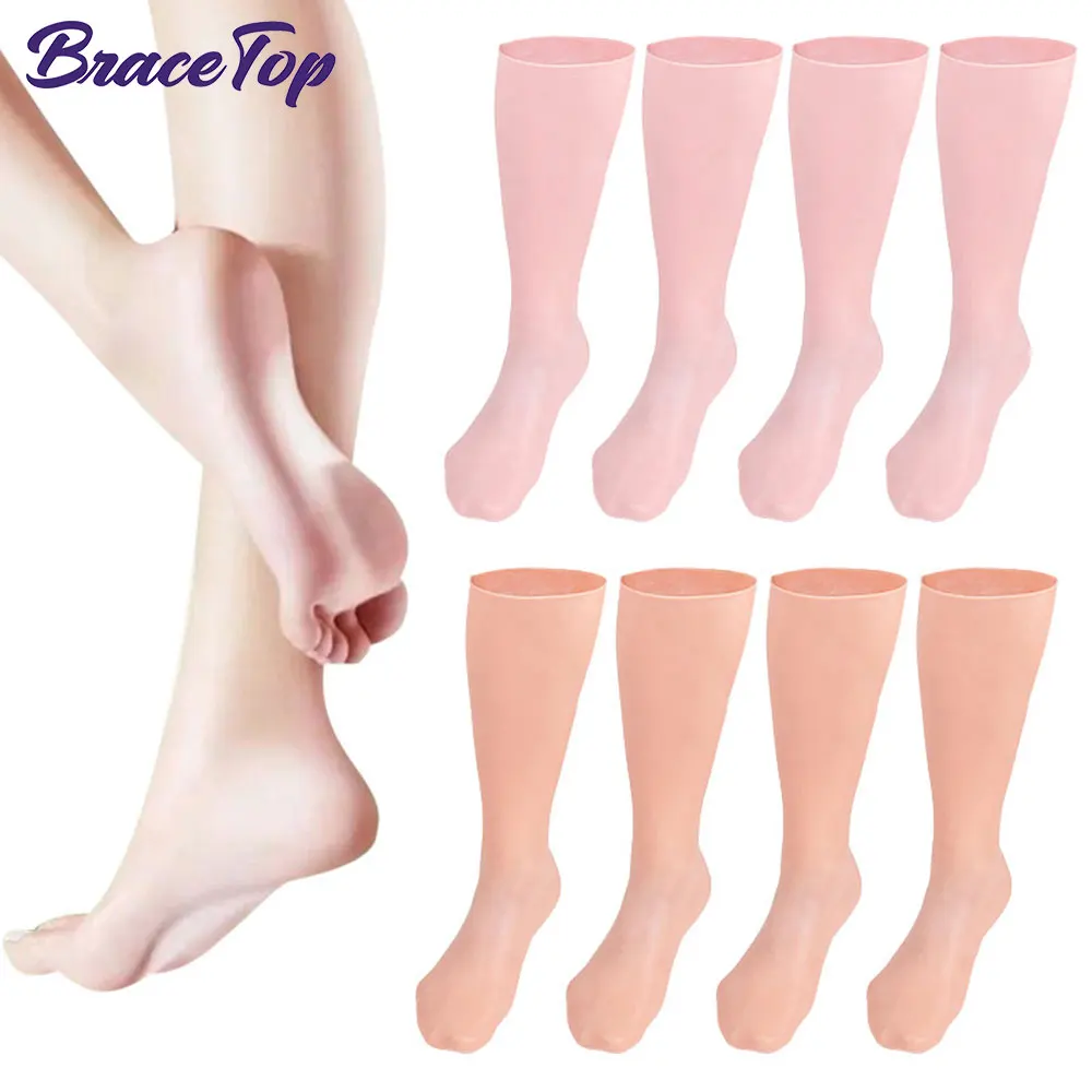 1Pair Feet Care Socks Long Moisturizing Care Gloves Silicone Gel Socks Foot Skin Hand Protectors Anti Cracking Spa Home Use