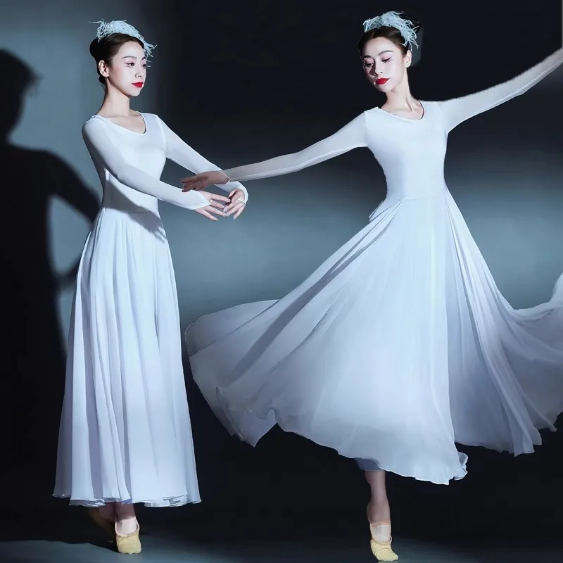 

2024 New Flowing Long sleeved Solo Dance Modern Opening Dance Adult Art Exam Stage Performance Dress Female