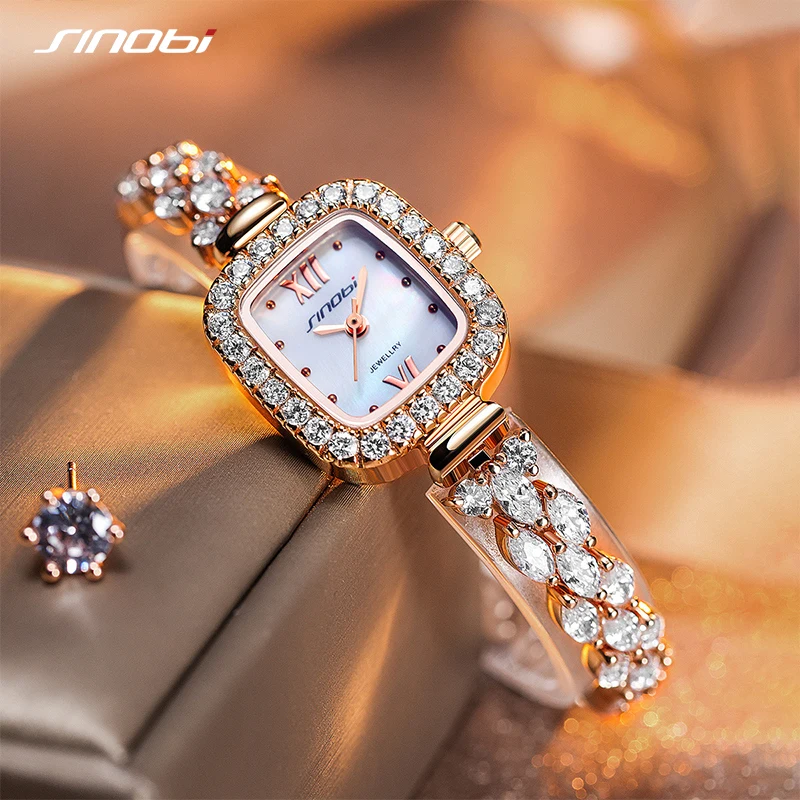 Sinobi Fashion High Quality Woman Watches Top Luxury Women New Quartz Wristwatches Diamond Ladies Jewelry Clock Relogio Feminino