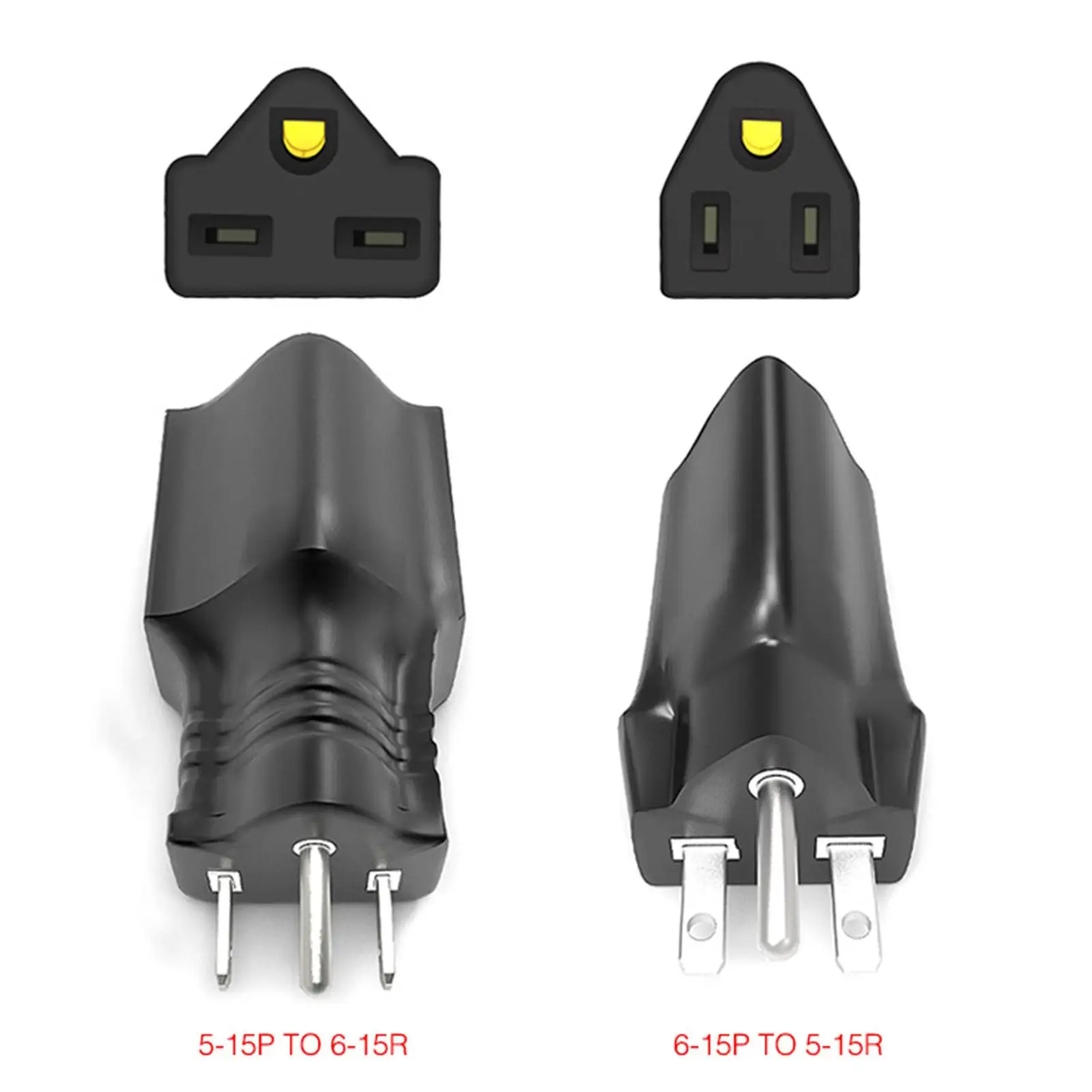 4-6pack Portable 110-120V to 220-240V Plug Adapter Black 6-15R To 5-15R