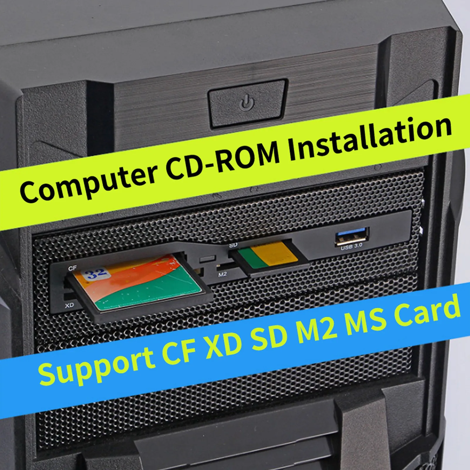 5.25인치 내장형 카드 리더 미디어 다기능 대시보드 PC 전면 패널 USB 3.0 지원 CF XD MS M2 TF SD 카드 리더 (PC용)