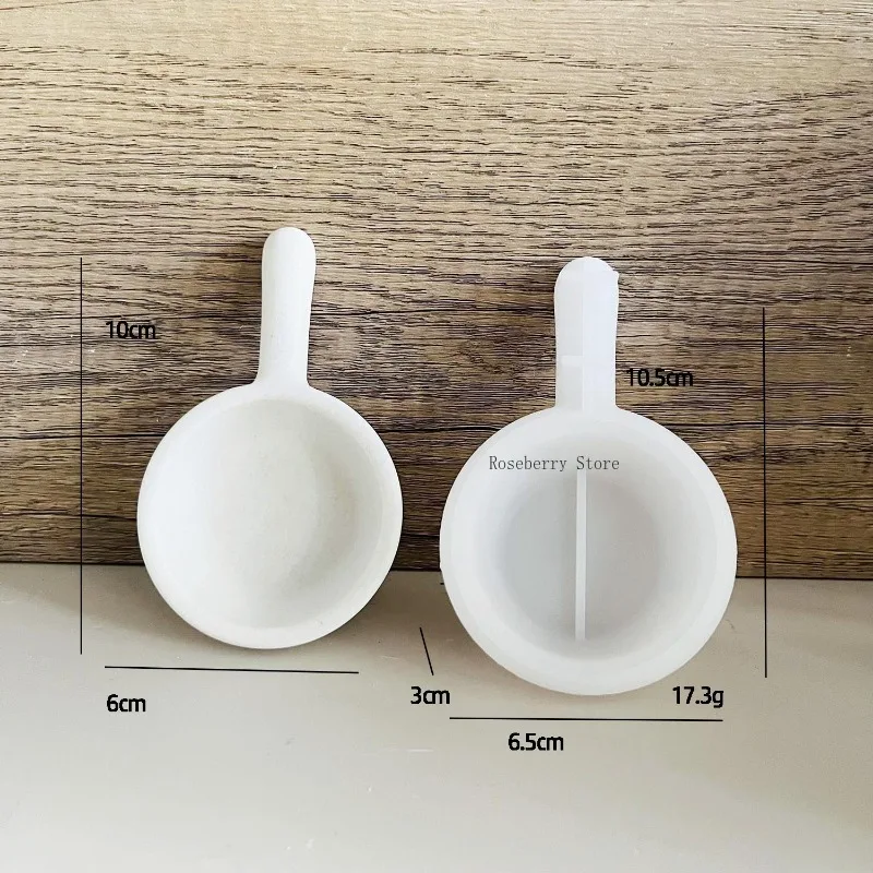 Handle Shape Candle Holder Mold DIY Candle Vessel Cup Frying Pan Shape Candlestick Plaster Clay Resin Silicone Molds