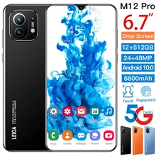 

2022 Smart Phone M12 Pro Cheap Cell Phones Unlocked 6.7 Inch Smartphone Full Screen 24+48MP 12+512GB 5G Dual SIM