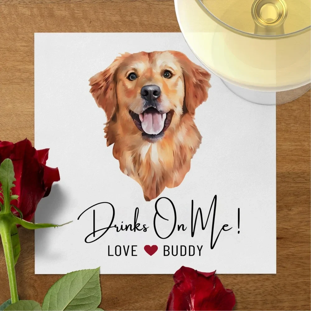 50 pcs Pet Cocktail Napkins,Dog Wedding Napkins,Pet Portrait Napkins,Pet Lover Wedding Decor,Pet Cocktail Napkins