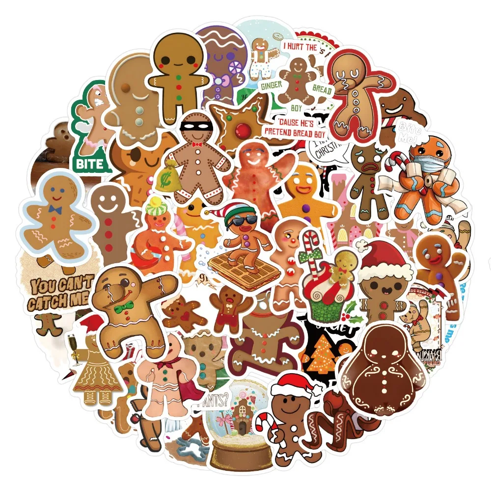 

Cartoon Gingerbread Stickers For Car Laptop Phone Stationery Decor Vinyl Decals Waterproof Sticker Kids Toys Christmas Gifts
