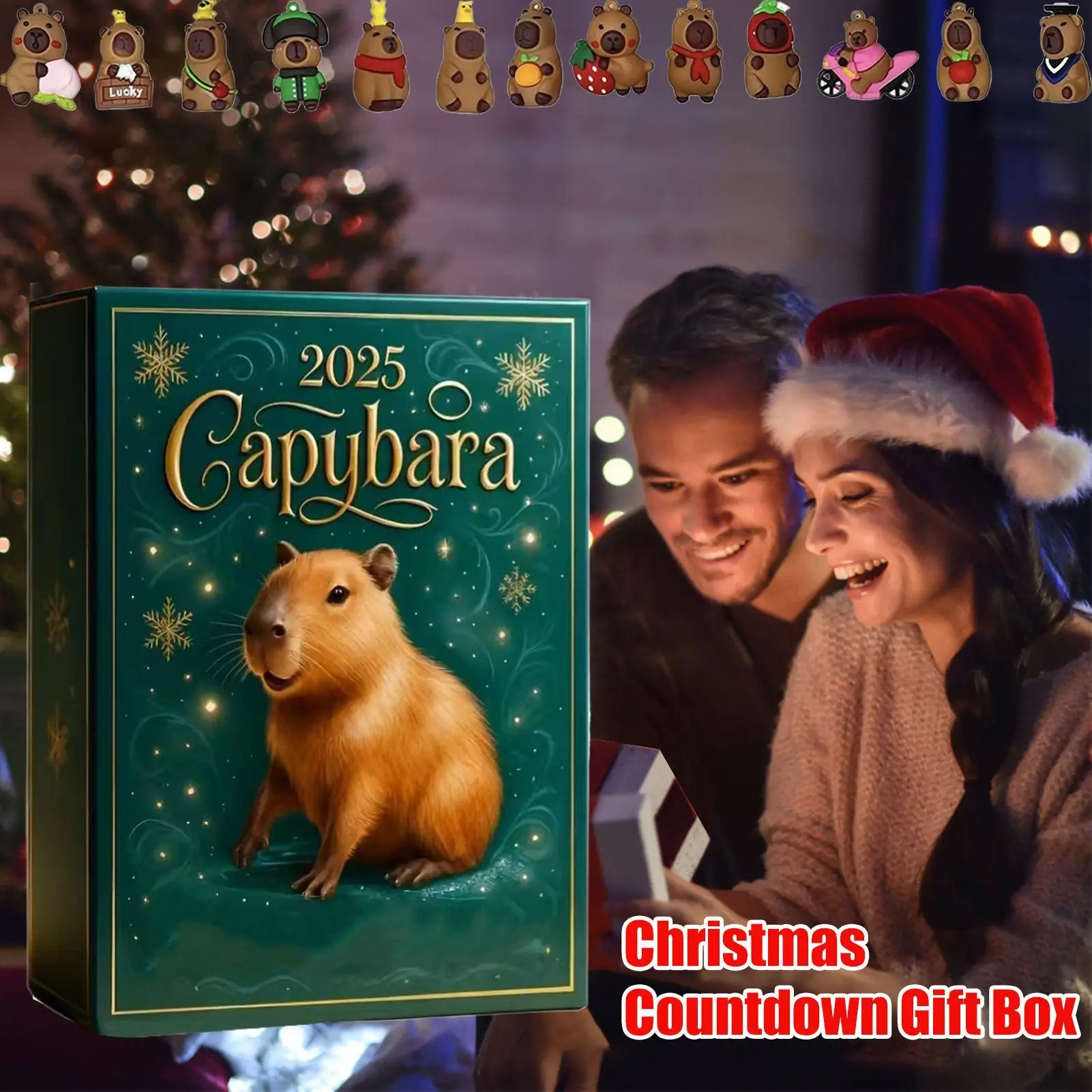 Christmas Calendar 3D Capybara Christmas Decor Collectible Calendar Desk Ornaments For Birthday Party Desk Entryway Office Shops