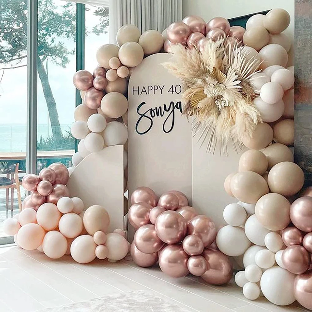 Baby Shower Decorations Brown Brown White Balloon Arch Rose Gold