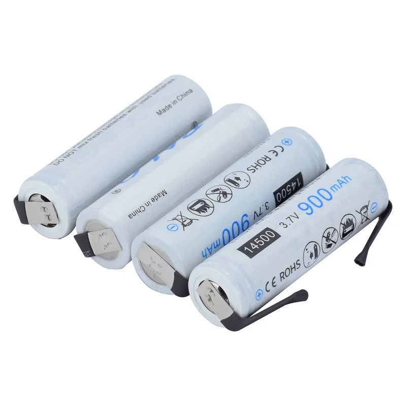 Per Palo 4Pcs 3.7V 14500 900Mah Batterie Ricaricabili Agli Ioni Di Litio Aa Accumulatore Batteria 14500 Litio Per Torcia Frontale Torcia