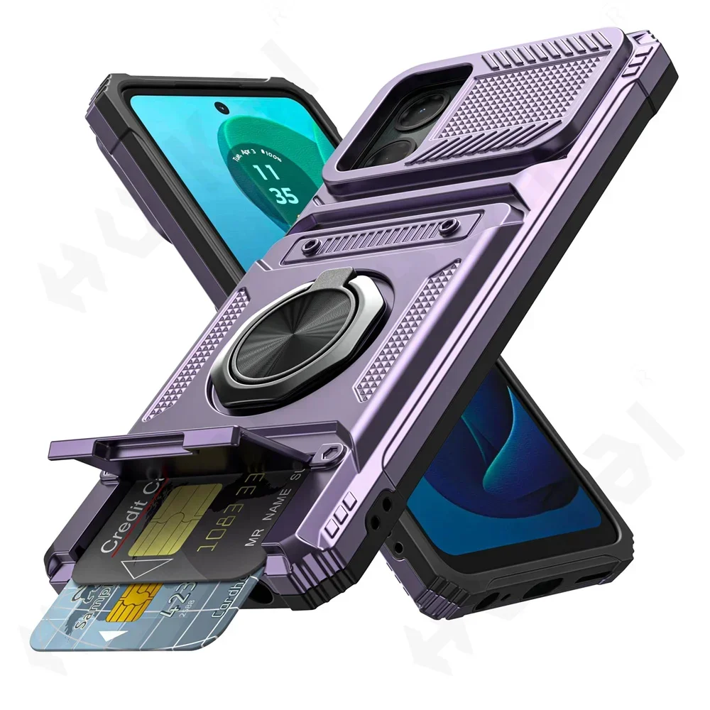 Rotating Ring Kickstand Protective Wallet Cover with Enhanced Durability
