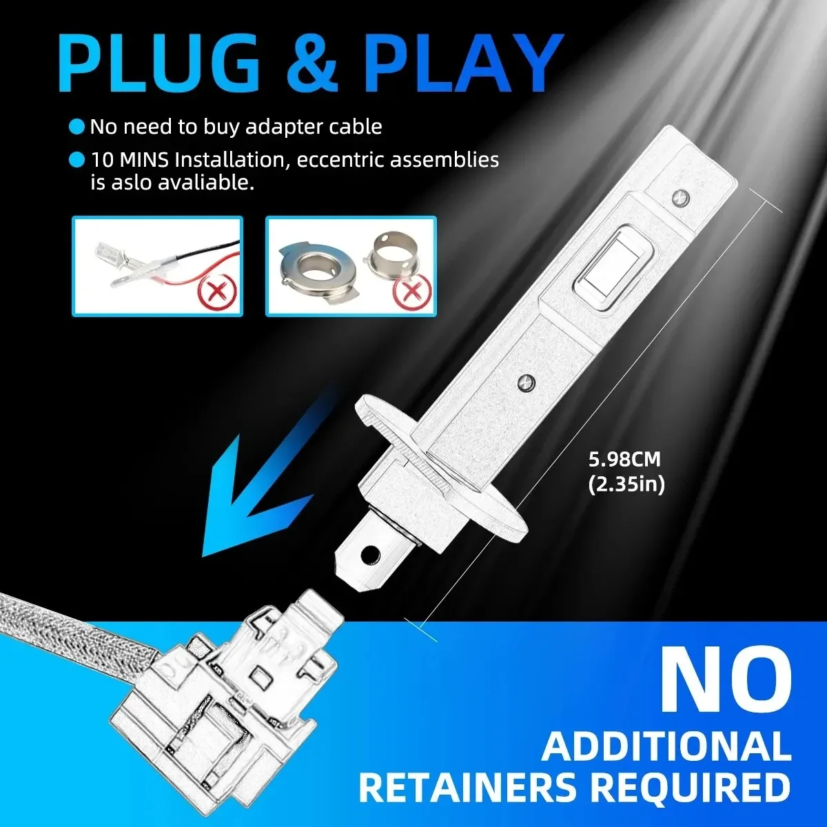2Pcs 1:1 Car LED H3 H1 H7 Headlight Bulb 60W 20000Lm White 6500K Mini For Auto Super Bright Fog Lights Fanless Wireless 12V 24V for led headlights led car headlights