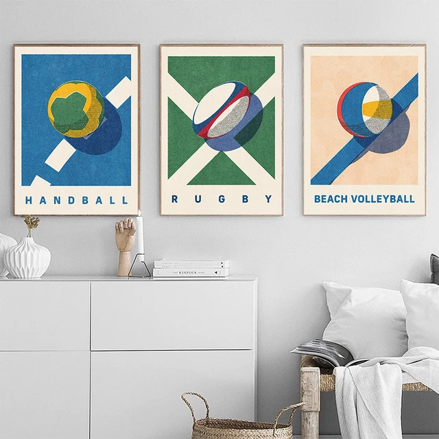 Funny Sports Balls Summer Games Posters Rugby Basketball Prints Sports Nursery Canvas Painting Wall Pictures Boys Bedroom Decor 3