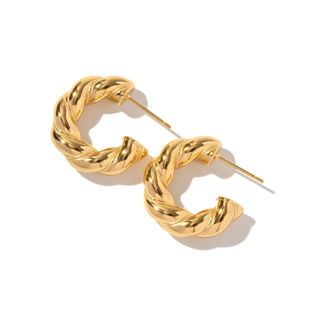 23mm-Large-CC-Shape-Twisted-Hoop-Earrings-For-Women-Open-Design-Circle ...