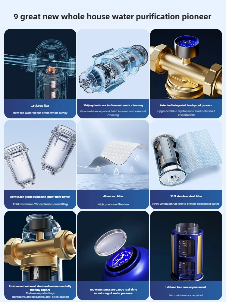 Pre-filter household tap water backwash all-copper central whole house water purifier household