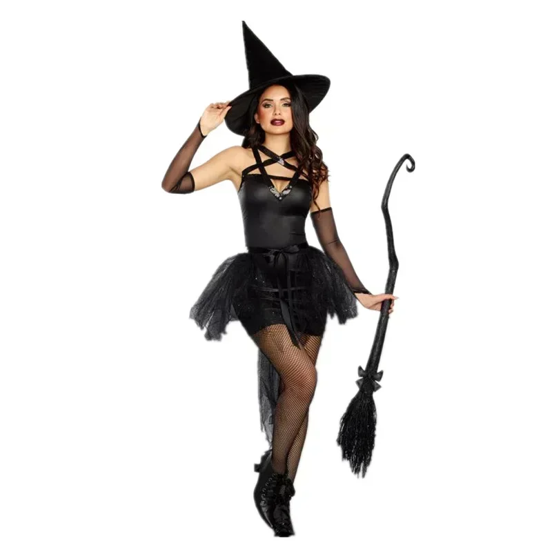 Halloween Witch Costumes for Women Adult Fantasy Black  Dress UP Party  Carnival Performance