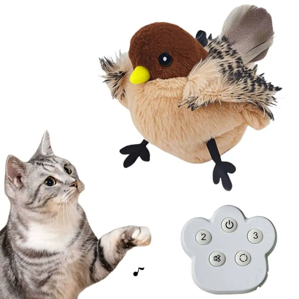 Electric Bird Toy Chirping Flapping Bird Cat Toy Interactive Cat Toys Plush Flying for Indoor Cats