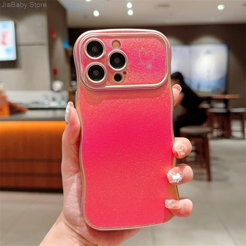 Coque de protection pour appareil photo en forme de cœur avec liquide pailleté de luxe pour iPhone 11 12 13 14 15 16 Plus Pro Max_voghion.com