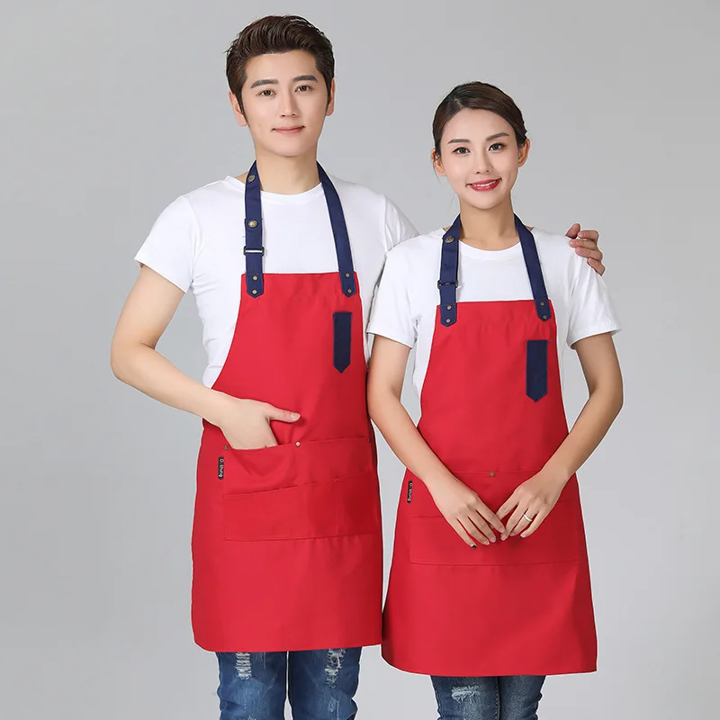 C833 Wear-resistant Restaurant Aprons Milk Tea Coffee Shop Overalls Apron Canvas Kitchen Aprons for Woman Men Chef Work Apron