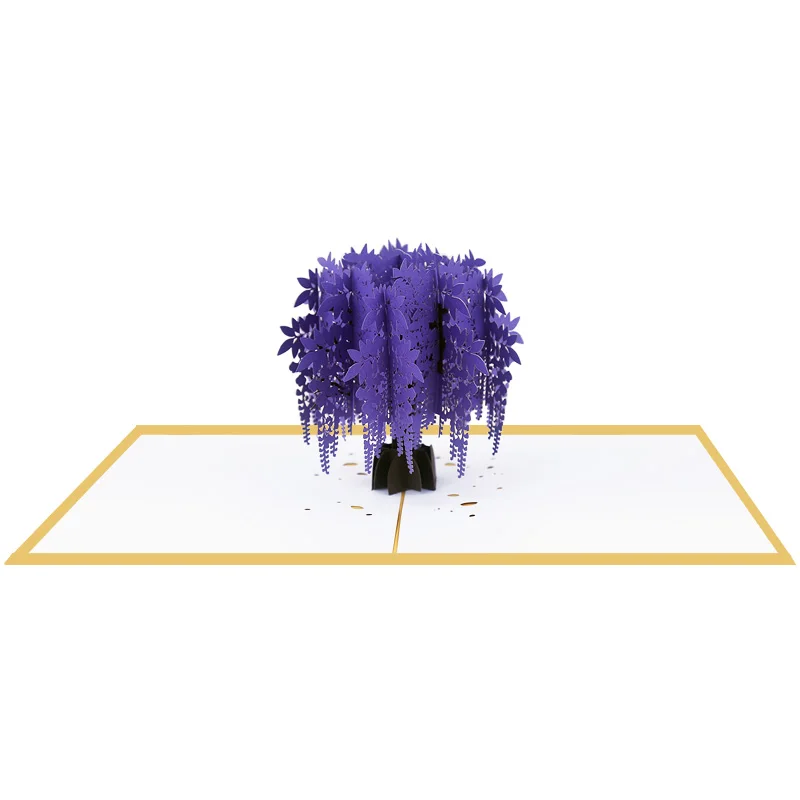 Romantic 3D Wisteria Pop Up Greeting Card, Valentine's Day, Flowers, Wedding Invitation, Gift, Sympathy Card, Blessing Card