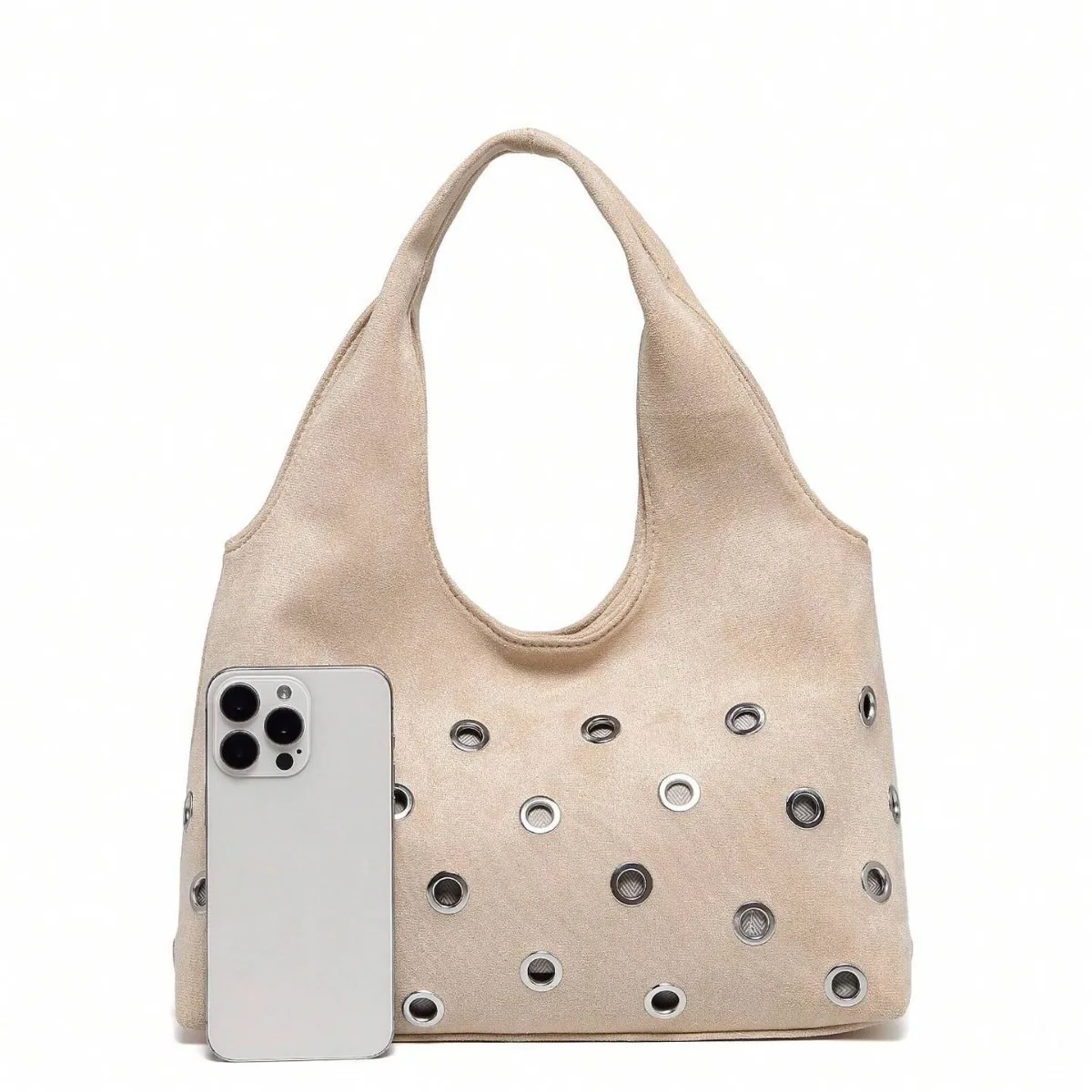 Designer Rivet Travel Tote Bag Fashion High End Punk Style Women's PU Leather Handbag Stylish Underarm Bags for Women