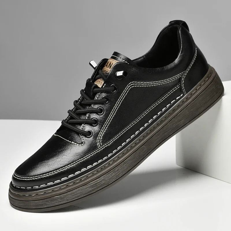

Brand Genuine Leather Casual Shoes Men's Lace Up Black Oxford Shoes Outdoor Jogging Shoes Men's Brown Dress Shoes Big Size 37-47