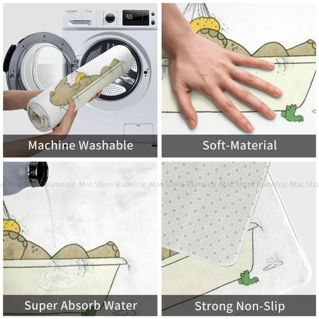 Csúszás Nélküli Ajtóvilágító Babar Fürdőszürke Fürdőkonyha Szőnyeg Flanel Minta Dekoráció - Image 3