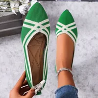 Autumn Women Casual Shoes for Woman Slip-on Pump Knit Single Flat Shoes Breathable Pointed Head Ladies Cloth Loafers Size 43 1