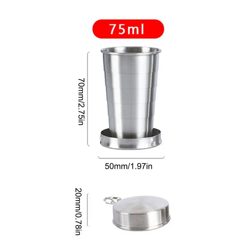 Stainless Steel Folding Cup Portable For Outdoor Travel Retractable Telescopic Collapsibles Cups With Keychain Coffee Cup 5