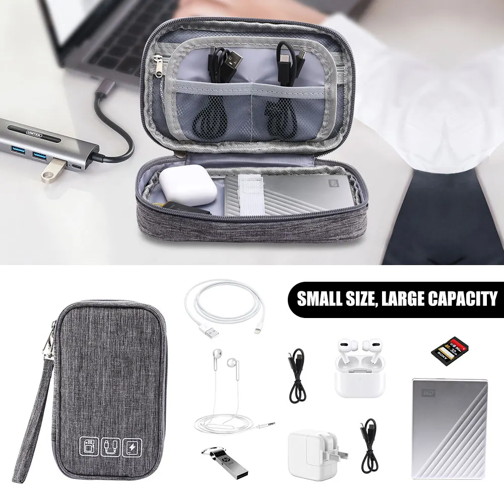 Sac de rangement de voyage pour accessoires numériques, Mini sac carré de  rangement pour écouteurs U disque chargeur de câble de données USB pochette  de Gadget électronique Portable - AliExpress