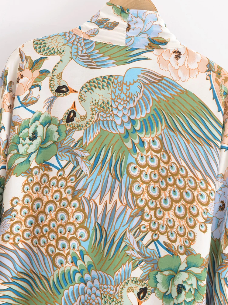 Boho Peacock Kimono Cover-Up 19