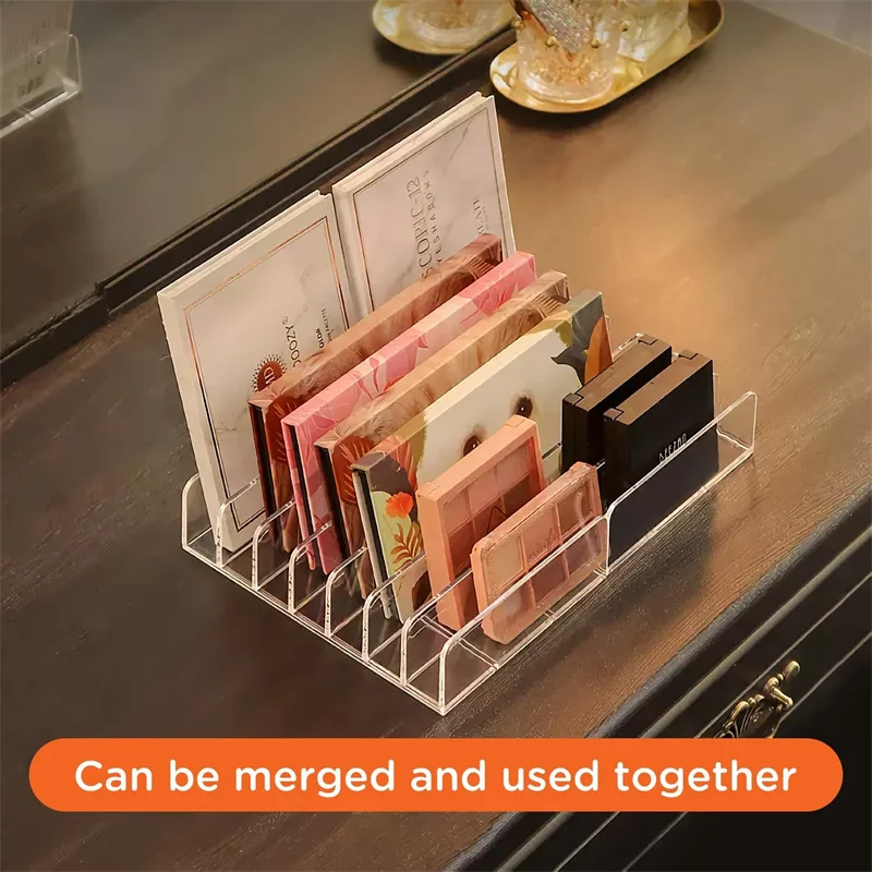 Acrylic Makeup Palette Organizer with 7 Sections - Cosmetics Storage Holder